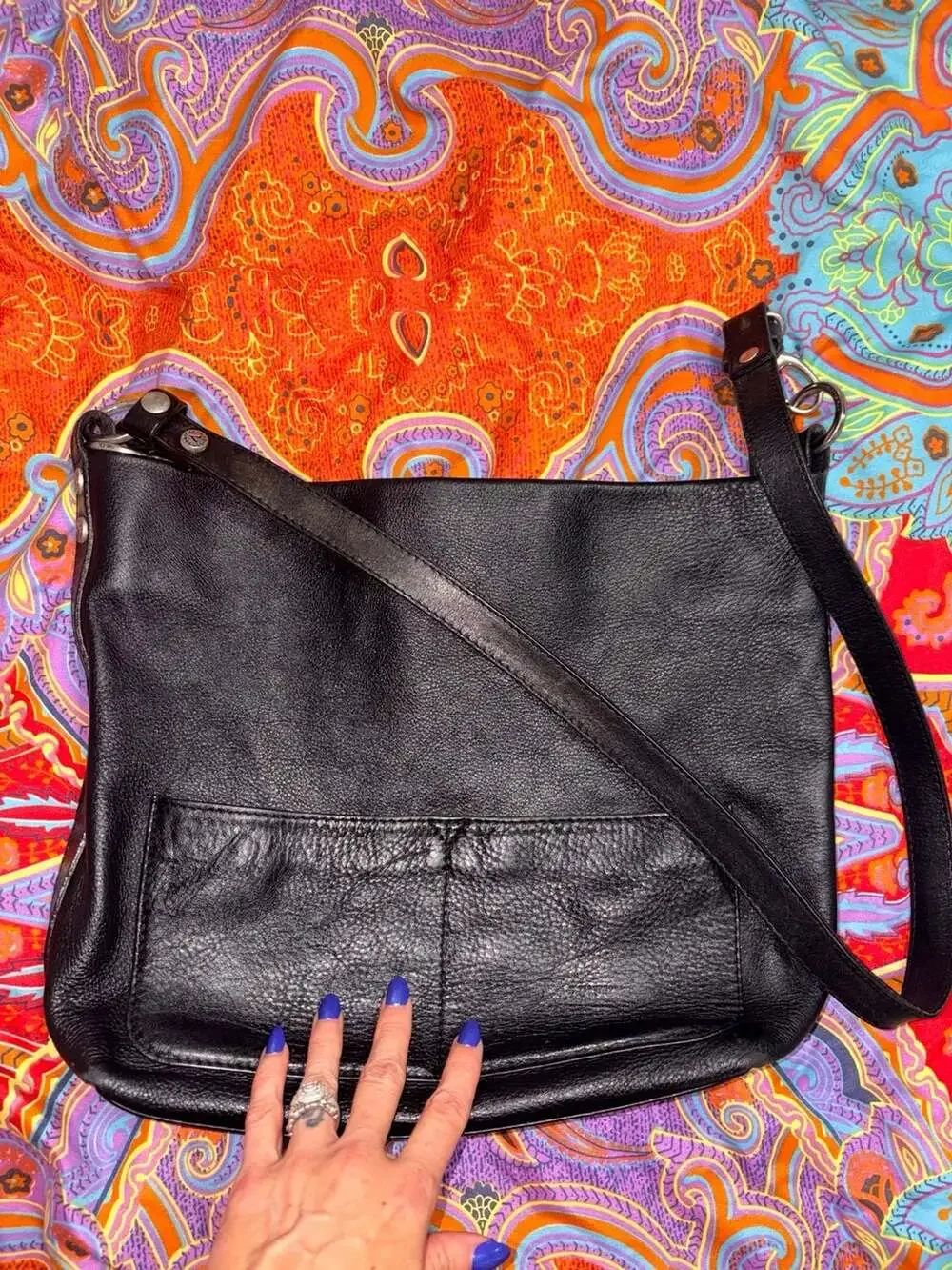Valentina Genuine Italian Leather Black Hobo Shoulder Bag